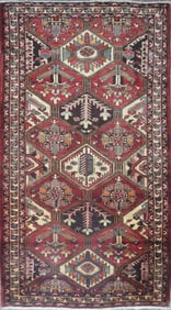 One Of The Kind Hand-Knotted Persian Wool Rug _ Luxurious Vintage Design, 9'2" x 5'2", Artisan