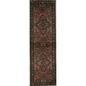One Of The Kind Hand-Knotted Persian Wool Rug _ Luxurious Vintage Design, 9'2" x 2'9", Artisan