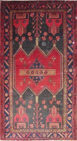 One Of The Kind Hand-Knotted Persian Wool Rug _ Luxurious Vintage Design, 8'9" x 4'9, Artisan