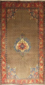 One Of The Kind Hand-Knotted Persian Wool Rug _ Luxurious Vintage Design, 9'1" x 4'8", Artisan