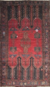 One Of The Kind Hand-Knotted Persian Wool Rug _ Luxurious Vintage Design, 9'0" x 5'1", Artisan