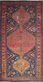 One Of The Kind Hand-Knotted Persian Wool Rug _ Luxurious Vintage Design, 9'0" x 4'8", Artisan