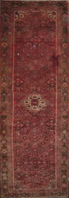 One Of The Kind Hand-Knotted Persian Wool Rug _ Luxurious Vintage Design, 9'0" x 2'10", Artisan