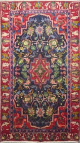 One Of The Kind Hand-Knotted Persian Wool Rug _ Luxurious Vintage Design, 8'9" x 5'2", Artisan