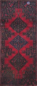 One Of The Kind Hand-Knotted Persian Wool Rug _ Luxurious Vintage Design, 8'8" x 3'7", Artisan
