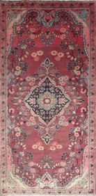 One Of The Kind Hand-Knotted Persian Wool Rug _ Luxurious Vintage Design, 8'9" x 4'1", Artisan