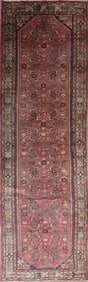 One Of The Kind Hand-Knotted Persian Wool Rug _ Luxurious Vintage Design, 8'8" x 3'7", Artisan