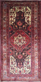 One Of The Kind Hand-Knotted Persian Wool Rug _ Luxurious Vintage Design, 8'7" x 4'3", Artisan