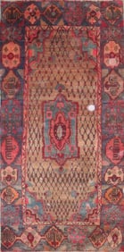One Of The Kind Hand-Knotted Persian Wool Rug _ Luxurious Vintage Design, 8'7" x 4'2", Artisan