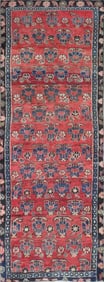 One Of The Kind Hand-Knotted Persian Wool Rug _ Luxurious Vintage Design, 8'7" x 3'2", Artisan