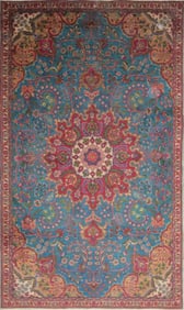One Of The Kind Hand-Knotted Persian Wool Rug _ Luxurious Vintage Design, 8'6" x 5'2", Artisan