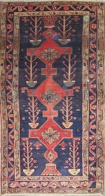 One Of The Kind Hand-Knotted Persian Wool Rug _ Luxurious Vintage Design, 8'5" x 4'7", Artisan