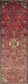 One Of The Kind Hand-Knotted Persian Wool Rug _ Luxurious Vintage Design, 8'5" x 2'7", Artisan