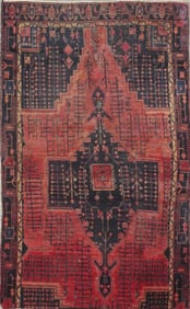 One Of The Kind Hand-Knotted Persian Wool Rug _ Luxurious Vintage Design, 8'4" x 4'4", Artisan