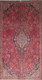One Of The Kind Hand-Knotted Persian Wool Rug _ Luxurious Vintage Design, 8'4" x 4'3", Artisan