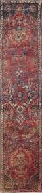 One Of The Kind Hand-Knotted Persian Wool Rug _ Luxurious Vintage Design, 8'4" x 1'6", Artisan