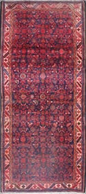 One Of The Kind Hand-Knotted Persian Wool Rug _ Luxurious Vintage Design, 8'2" x 3'7", Artisan