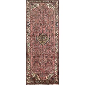 One Of The Kind Hand-Knotted Persian Wool Rug _ Luxurious Vintage Design, 8'10" x 3'2", Artisan