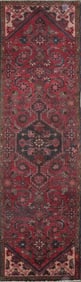 One Of The Kind Hand-Knotted Persian Wool Rug _ Luxurious Vintage Design, 8'10" x 2'5", Artisan