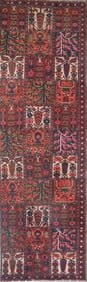 One Of The Kind Hand-Knotted Persian Wool Rug _ Luxurious Vintage Design, 8'10" x 2'5", Artisan