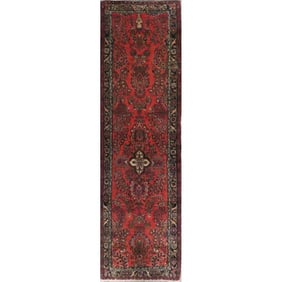 One Of The Kind Hand-Knotted Persian Wool Rug _ Luxurious Vintage Design, 8'10" x 2'3", Artisan