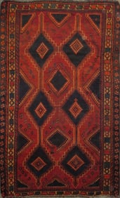 One Of The Kind Hand-Knotted Persian Wool Rug _ Luxurious Vintage Design, 8'1" x 5'1", Artisan
