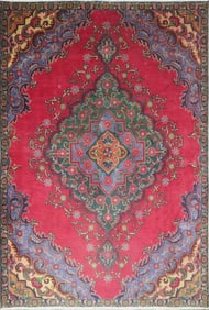 One Of The Kind Hand-Knotted Persian Wool Rug _ Luxurious Vintage Design, 7'7" x 5'2", Artisan
