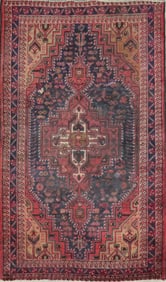 One Of The Kind Hand-Knotted Persian Wool Rug _ Luxurious Vintage Design, 7'8" x 4'6", Artisan