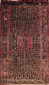 One Of The Kind Hand-Knotted Persian Wool Rug _ Luxurious Vintage Design, 7'6" x 4'4", Artisan