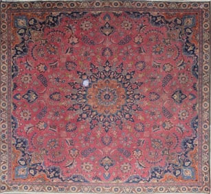 One Of The Kind Hand-Knotted Persian Wool Rug _ Luxurious Vintage Design, 7'5" x 6'8", Artisan