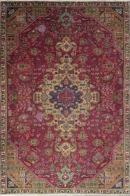 One Of The Kind Hand-Knotted Persian Wool Rug _ Luxurious Vintage Design, 7'5" x 5'0", Artisan