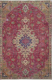 One Of The Kind Hand-Knotted Persian Wool Rug _ Luxurious Vintage Design, 7'5" x 5'0", Artisan