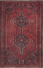 One Of The Kind Hand-Knotted Persian Wool Rug _ Luxurious Vintage Design, 7'4" x 4'9", Artisan