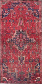 One Of The Kind Hand-Knotted Persian Wool Rug _ Luxurious Vintage Design, 7'2" x 3'7", Artisan