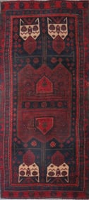 One Of The Kind Hand-Knotted Persian Wool Rug _ Luxurious Vintage Design, 7'2" x 2'10, Artisan