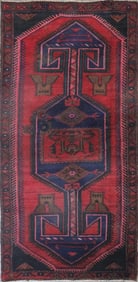 One Of The Kind Hand-Knotted Persian Wool Rug _ Luxurious Vintage Design, 6'9" x 3'5", Artisan