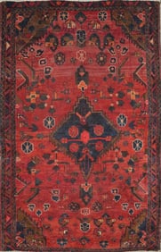 One Of The Kind Hand-Knotted Persian Wool Rug _ Luxurious Vintage Design, 6'8" x 4'4", Artisan