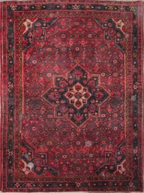 One Of The Kind Hand-Knotted Persian Wool Rug _ Luxurious Vintage Design, 6'8" x 4'10", Artisan