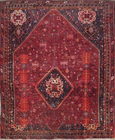 One Of The Kind Hand-Knotted Persian Wool Rug _ Luxurious Vintage Design, 6'6" x 5'6", Artisan