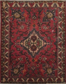 One Of The Kind Hand-Knotted Persian Wool Rug _ Luxurious Vintage Design, 6'6" x 4'9", Artisan