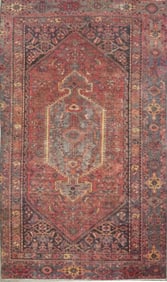 One Of The Kind Hand-Knotted Persian Wool Rug _ Luxurious Vintage Design, 6'4" x 3'6", Artisan