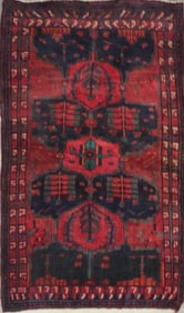 One Of The Kind Hand-Knotted Persian Wool Rug _ Luxurious Vintage Design, 6'4" x 3'6", Artisan