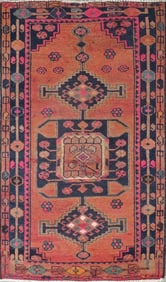 One Of The Kind Hand-Knotted Persian Wool Rug _ Luxurious Vintage Design, 6'2" x 3'5", Artisan