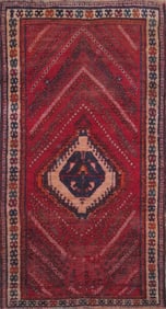 One Of The Kind Hand-Knotted Persian Wool Rug _ Luxurious Vintage Design, 6'2" x 3'5", Artisan
