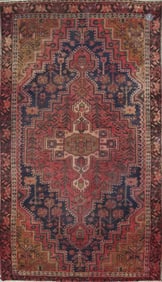 One Of The Kind Hand-Knotted Persian Wool Rug _ Luxurious Vintage Design, 6'10" x 3'8", Artisan