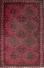 One Of The Kind Hand-Knotted Persian Wool Rug _ Luxurious Vintage Design, 6'10" x 3'7", Artisan