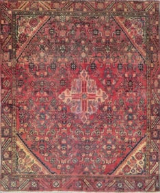 One Of The Kind Hand-Knotted Persian Wool Rug _ Luxurious Vintage Design, 6'1" x 5'1", Artisan