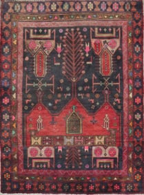 One Of The Kind Hand-Knotted Persian Wool Rug _ Luxurious Vintage Design, 6'1" x 4'6", Artisan
