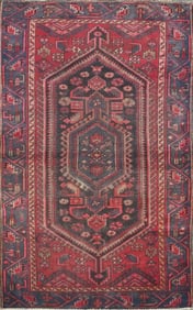 One Of The Kind Hand-Knotted Persian Wool Rug _ Luxurious Vintage Design, 6'1" x 3'7", Artisan