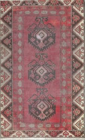 One Of The Kind Hand-Knotted Persian Wool Rug _ Luxurious Vintage Design, 6'1" x 3'6", Artisan